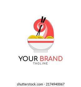 ramen and octopus logo, perfect for a japanese food company