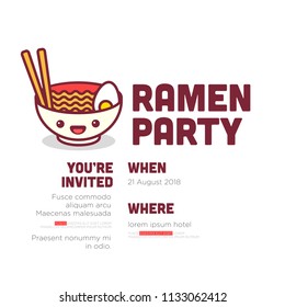 Ramen Party Invitation Design with Where and When Details