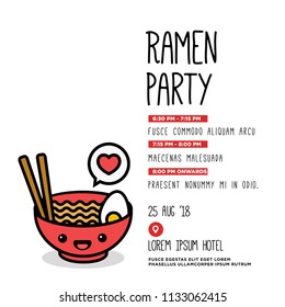 Ramen Party Invitation Design with Where and When Details