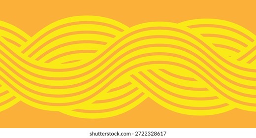 Ramen-Muster, lebendige Hintergrundgrafik asiatischer Nudeln, Ramen, Spaghetti, orangefarbenes Hintergrundmuster.