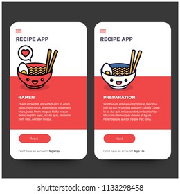 Ramen Recipe UX UI App Design for Smart Phone Screens