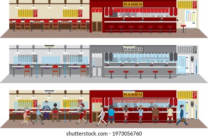 Ramen restaurant. Infection control at restaurants. New style of restaurant.