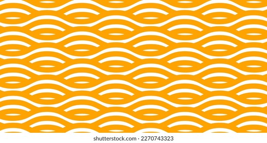 Ramen round vector pattern, yellow noodle, italian pasta and spaghetti texture with geometric wavy lines. Abstract pasta background 