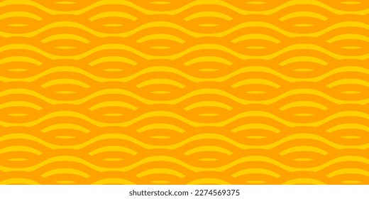 Ramen round vector pattern, yellow noodle, italian pasta and spaghetti texture with geometric wavy lines. Abstract pasta background 