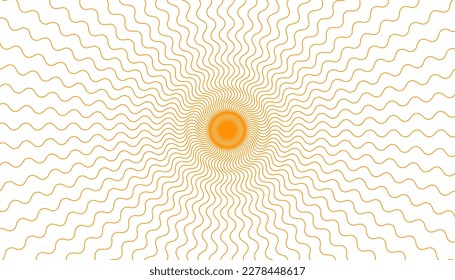 Ramen round vector pattern, yellow noodle, italian pasta and spaghetti texture with  geometric wavy lines. Abstract pasta background 