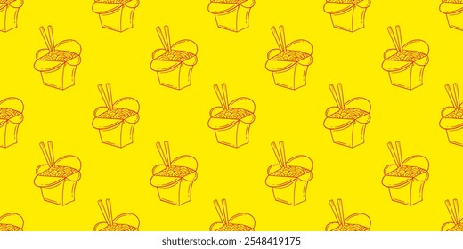 Plano de fundo Ramen Seamless Pattern. Plano de fundo padrão japonês Ramen. plano de fundo padrão de macarrão para embalagem.	