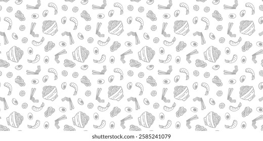 Ramen Seamless Pattern background. Ramen Japanese pattern background. noodle pattern background for packaging.