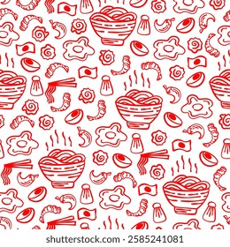 Ramen Seamless Pattern background. Ramen Japanese pattern background. noodle pattern background for packaging.