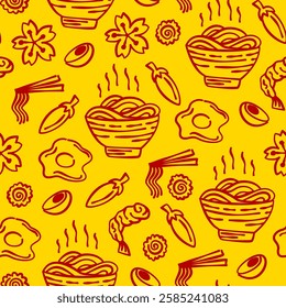 Ramen Seamless Pattern background. Ramen Japanese pattern background. noodle pattern background for packaging.