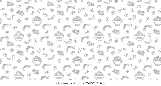 Ramen Seamless Pattern background. Ramen Japanese pattern background. noodle pattern background for packaging.