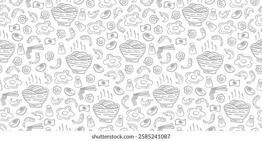 Ramen Seamless Pattern background. Ramen Japanese pattern background. noodle pattern background for packaging.