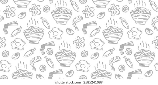 Ramen Seamless Pattern background. Ramen Japanese pattern background. noodle pattern background for packaging.
