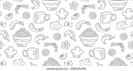 Ramen Seamless Pattern background. Ramen Japanese pattern background. noodle pattern background for packaging.