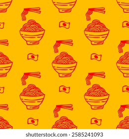 Ramen Seamless Pattern background. Ramen Japanese pattern background. noodle pattern background for packaging.