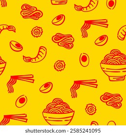 Ramen Seamless Pattern background. Ramen Japanese pattern background. noodle pattern background for packaging.