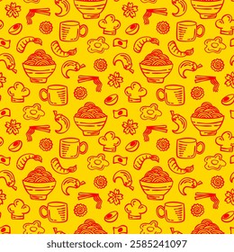 Ramen Seamless Pattern background. Ramen Japanese pattern background. noodle pattern background for packaging.