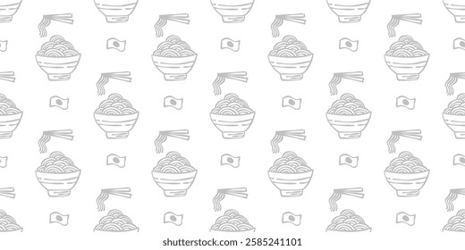 Ramen Seamless Pattern background. Ramen Japanese pattern background. noodle pattern background for packaging.