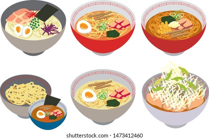 Ramen set of typical Japanese style