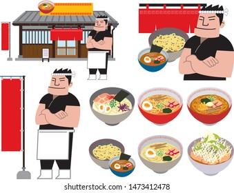 Ramen set of typical Japanese style