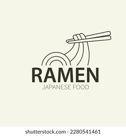Ramen simple logo design. With illustration of noodles and chopsticks. Good for corporate related restaurants