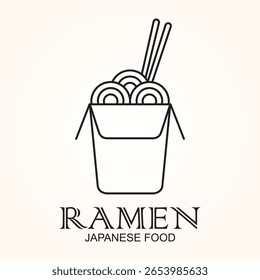 Ramen simple logo design. With illustration of a cup of ramen with chopsticks.Ramen simple logo design. With illustration of ramen cup.