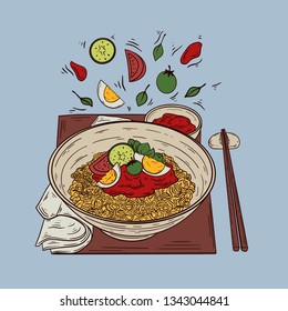 ramen soup. vector illustration. food.