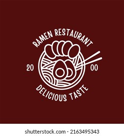 Ramen Spezialisten Logo Vorlage. Geeignet für jede Lebensmittelindustrie, japanisches Restaurant, Restaurant, Gastronomie Ikone, etc.
