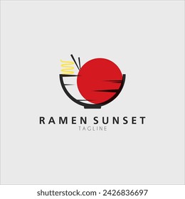 ramen sunset logo vector illustration design