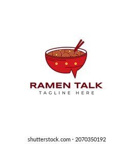 ramen talk chat bubble bowl logo vector icon illustration isolated on white background