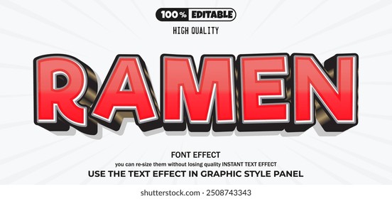 Ramen text effect. Editable text effect.
