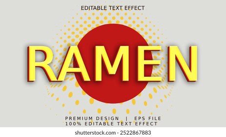 Efeito de texto Ramen. Efeito de texto editável.
