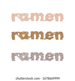 Ramen Text Noodles design. Vector Illustration for Graphic Design, Template Ramen vector Illustration.Isolated on white background. 