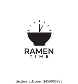 Ramen time black bowl vector logo design