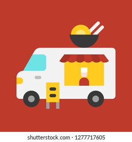 Ramen truck vector, Food truck flat design icon