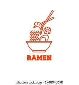 Ramen vector illustration - thin line style design