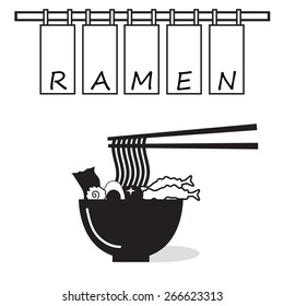 ramen vector, Japanese food.