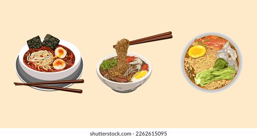 Ramen vector set collection graphic clipart design