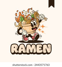 Ramen Vintage Cartoon Mascot Logo de cakpindesign