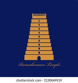 Icono vector del templo Rameshwaram con texto. icono del mandir dorado Rameshwaram. Shiva.
