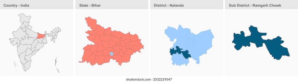 Mapa de Ramgarh Chowk (Distrito de Nalanda, Estado de Bihar, República da Índia), Distrito de Lakhisarai, Estado de Bihar, República da Índia, Governo de Bihar, território indiano, Índia Oriental, política, aldeia, passeio