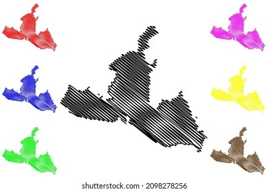 Ramgarh district (Jharkhand State, Republic of India, North Chotanagpur division) map vector illustration, scribble sketch Ramgarh map