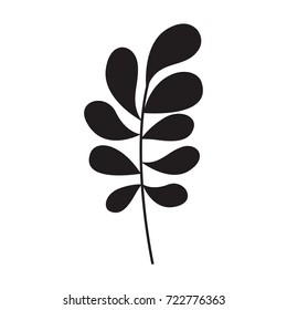 ramification with rounded leaves on monochrome silhouette vector illustration