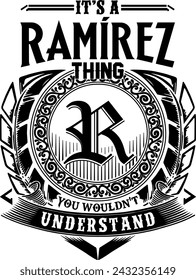 Ramirez last name desing for screen printing on t-shirts