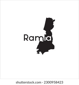 Ramla map and black lettering design on white background