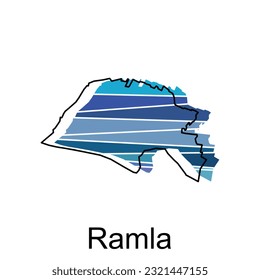 Ramla on a geographical map icon design, Map is highlighted on the Israel country, illustration design template