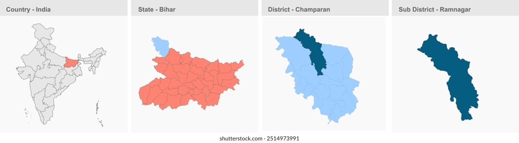 Rammagar map (District Bhagalpur,State Bihar, Republic of India), Champaran District, Bihar State, Republic of India, Government of Bihar, Indian territory, Eastern India, politics, village, tourism
