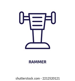 rammer icon from construction tools collection. Thin linear rammer, building, development outline icon isolated on white background. Line vector rammer sign, symbol for web and mobile