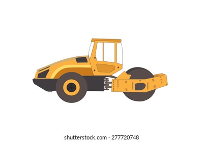 Rammer. Major Construction. Rink Asphalt. Vector Illustration. EPS10