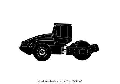 Rammer. Major Construction. Rink Asphalt. Vector Illustration. EPS10