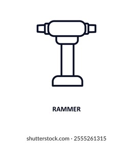 rammer outline icon.  Thin line icon from construction tools collection. Editable vector isolated on white background